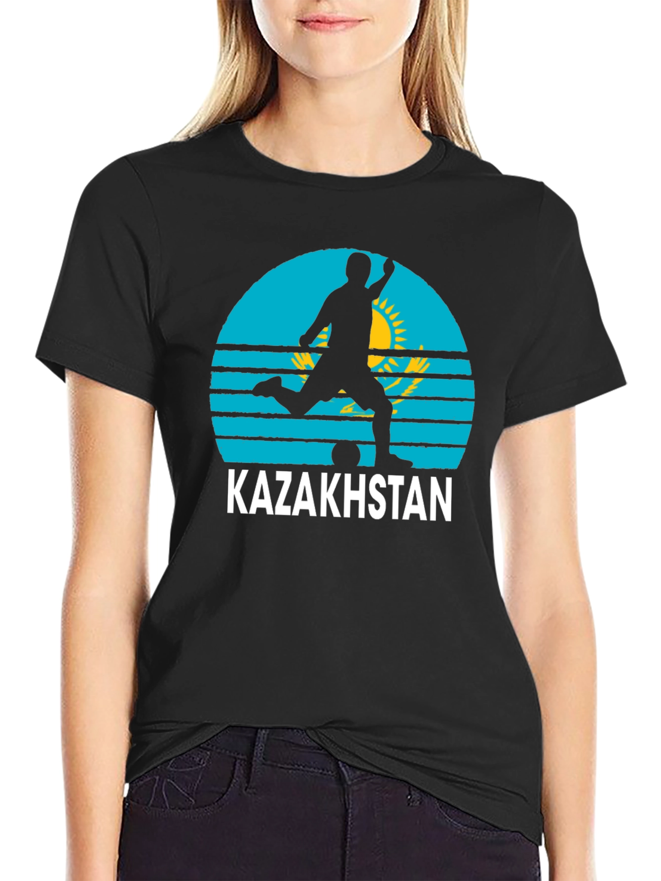 Kazakhstan Soccer T-Shirt - Black