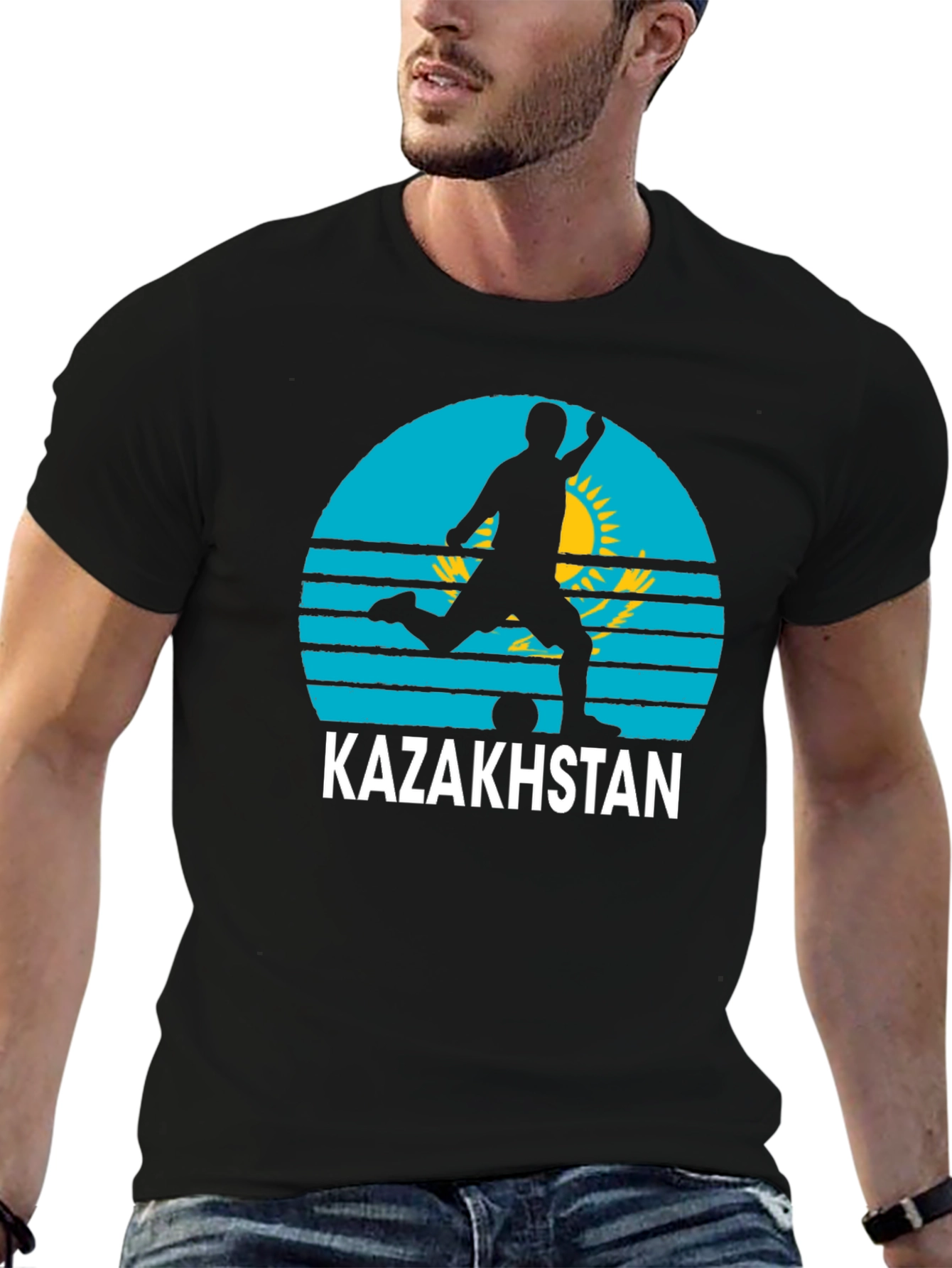 Kazakhstan Soccer T-Shirt - Black