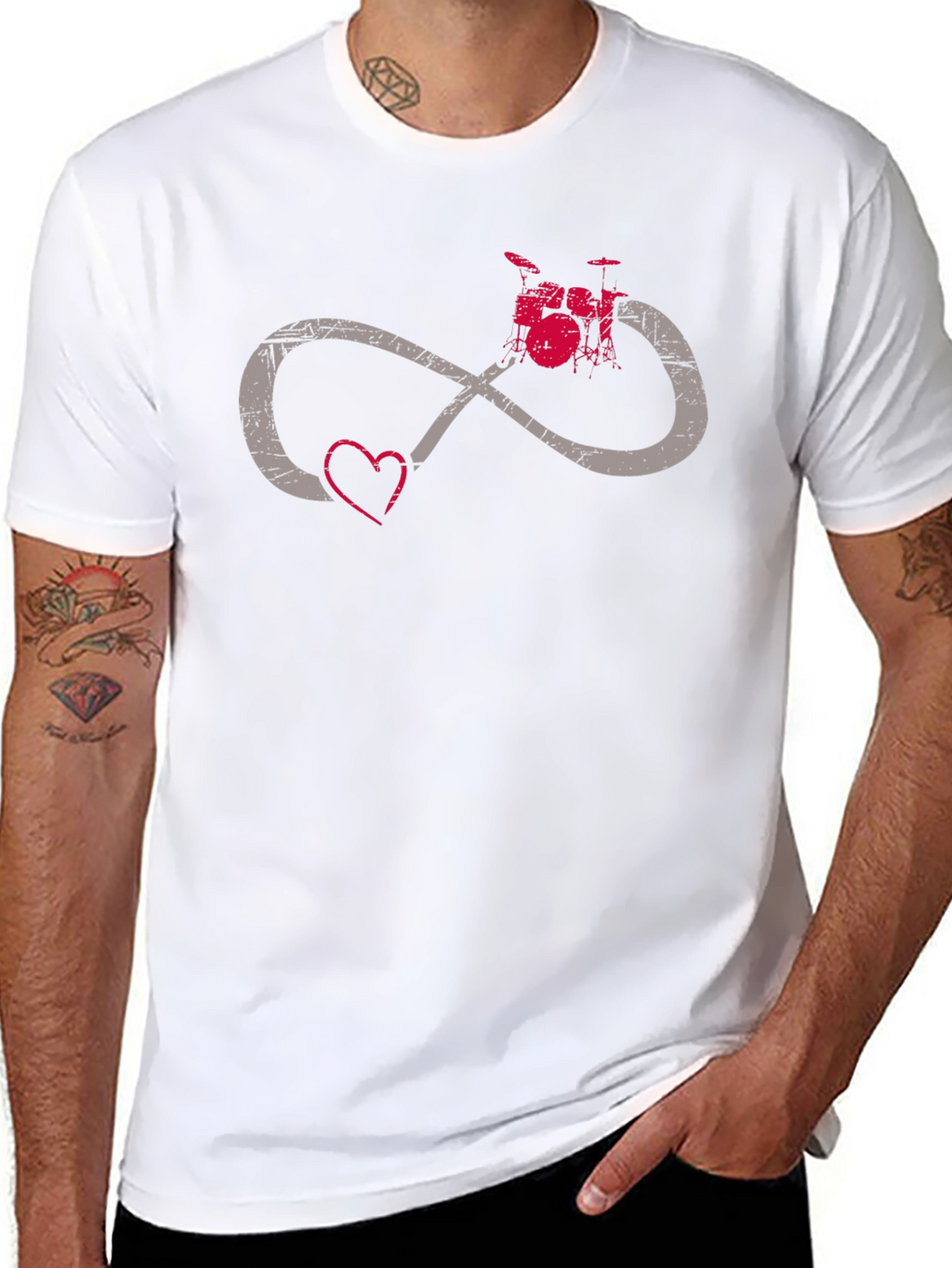 Drum Infinity Heart Tee - Music Lover Shirt