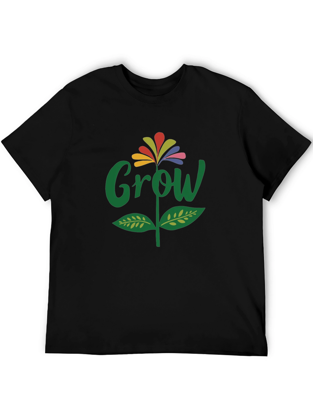 Grow Flower Graphic T-Shirt - Black