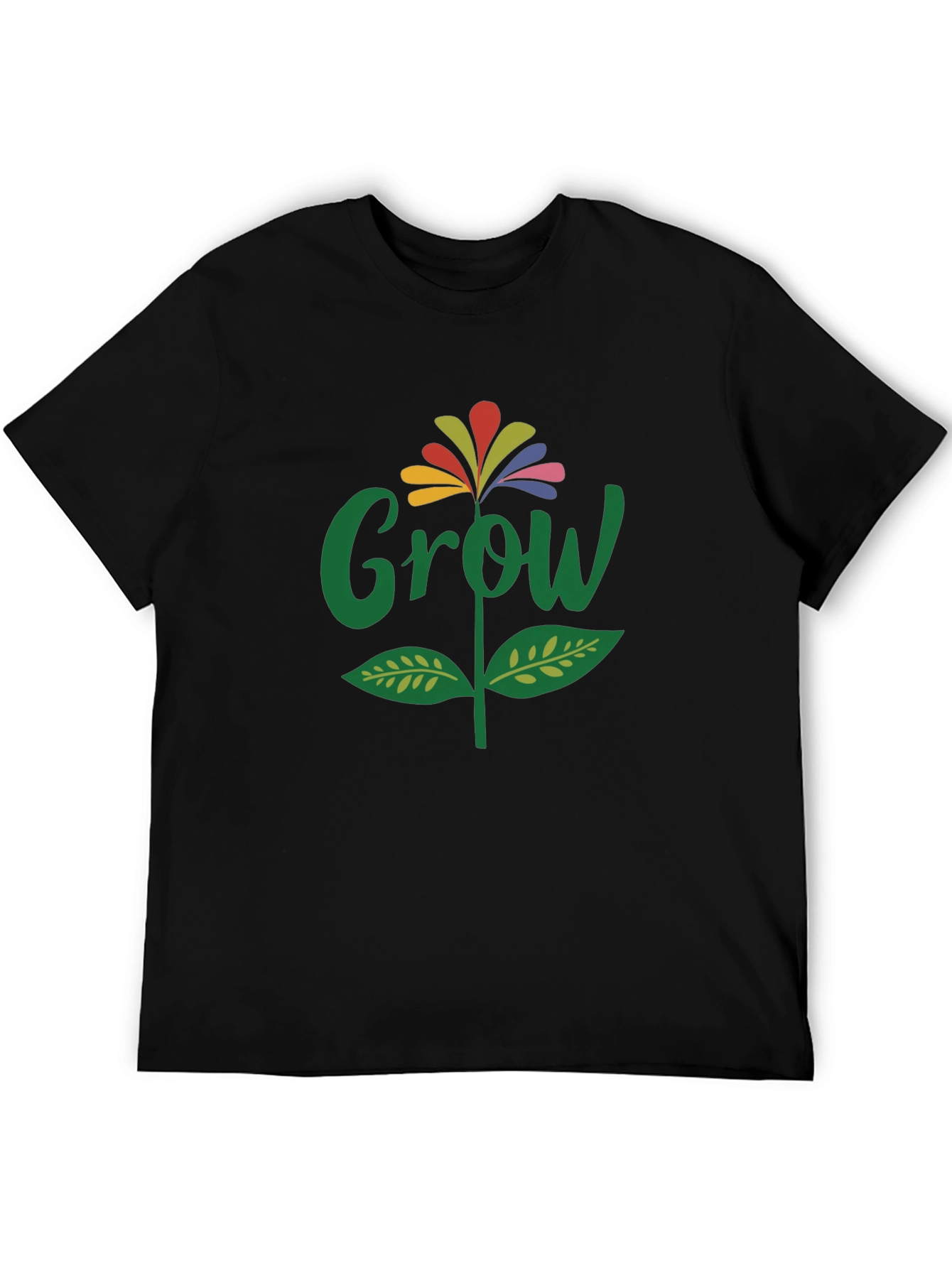 Grow Flower Graphic T-Shirt - Black