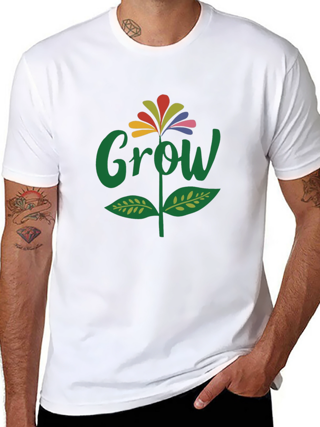 Grow Flower Graphic T-Shirt - Black