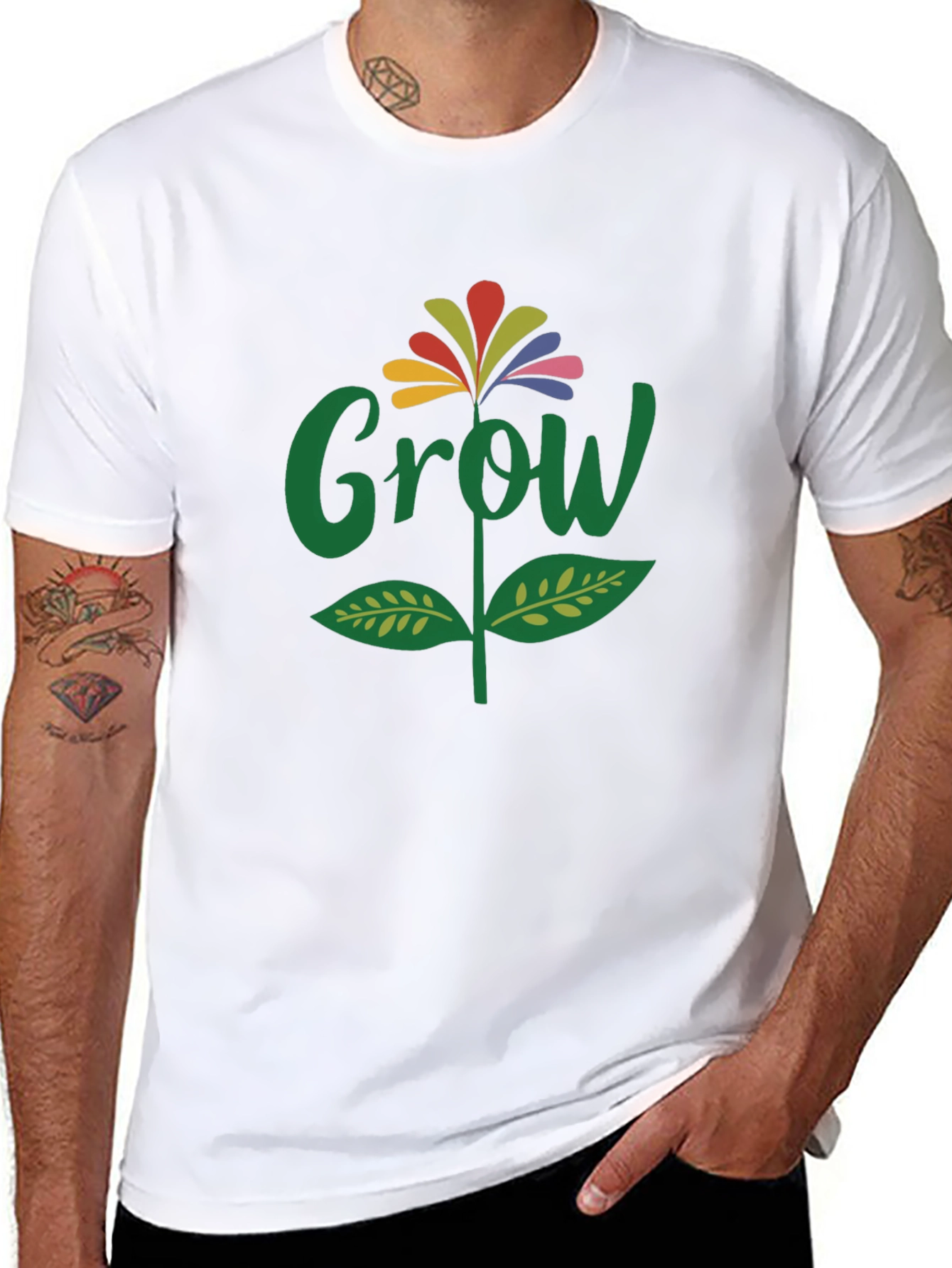 Grow Flower Graphic T-Shirt - Black
