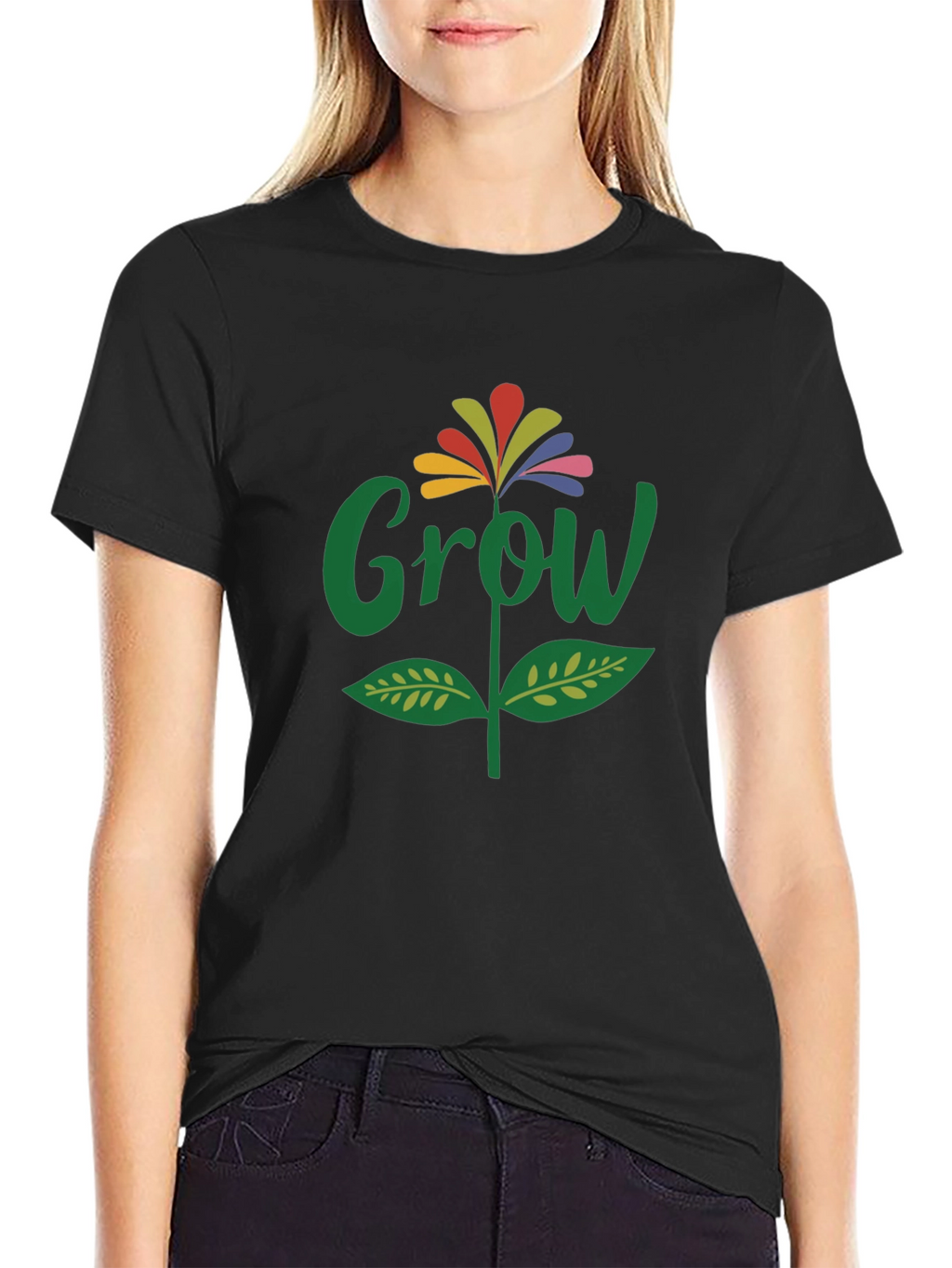 Grow Flower Graphic T-Shirt - Black