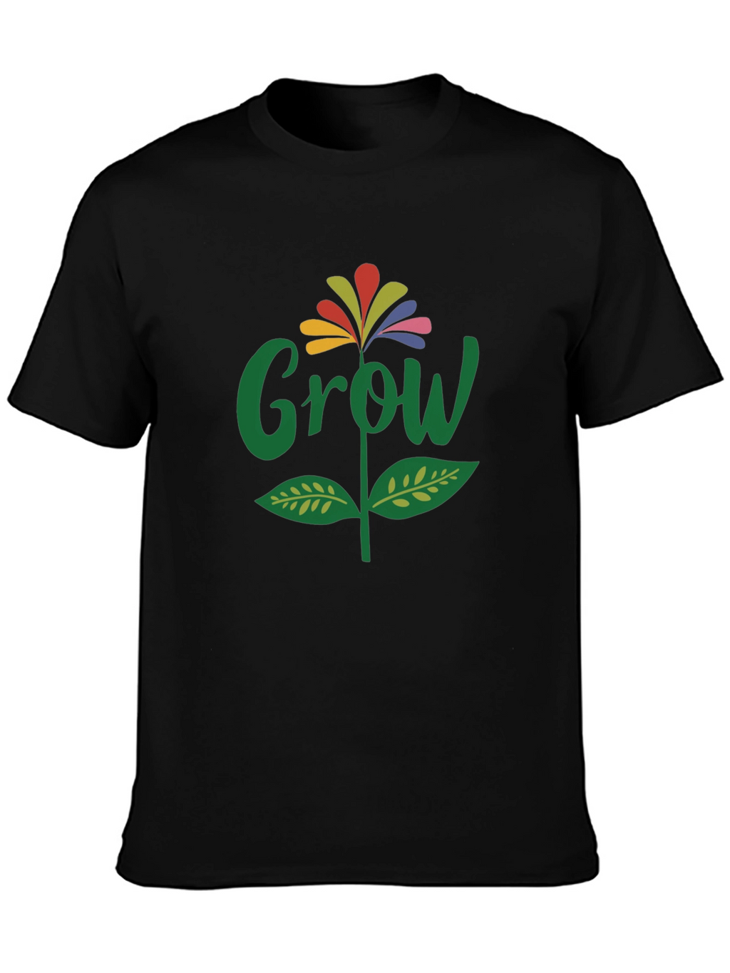 Grow Flower Graphic T-Shirt - Black