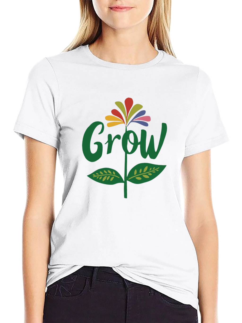 Grow Flower Graphic T-Shirt - Black