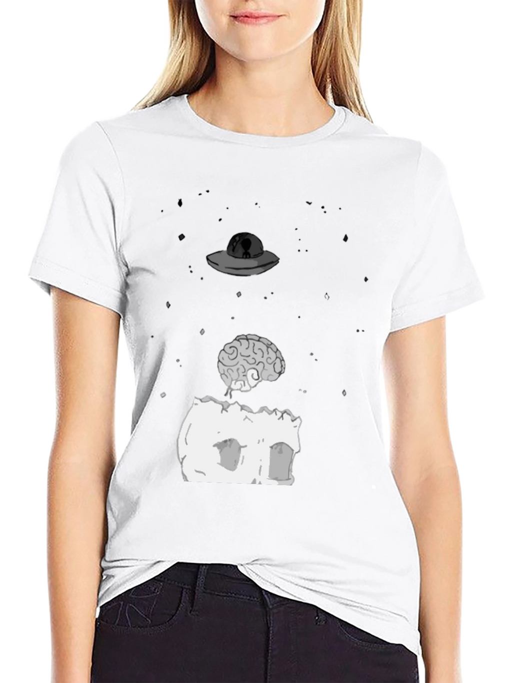 UFO Brain T-Shirt - Funny Alien Abduction Tee