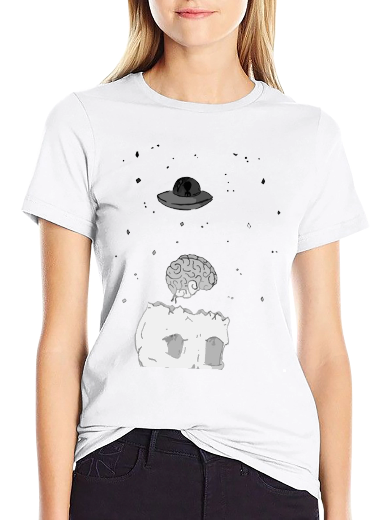 UFO Brain T-Shirt - Funny Alien Abduction Tee