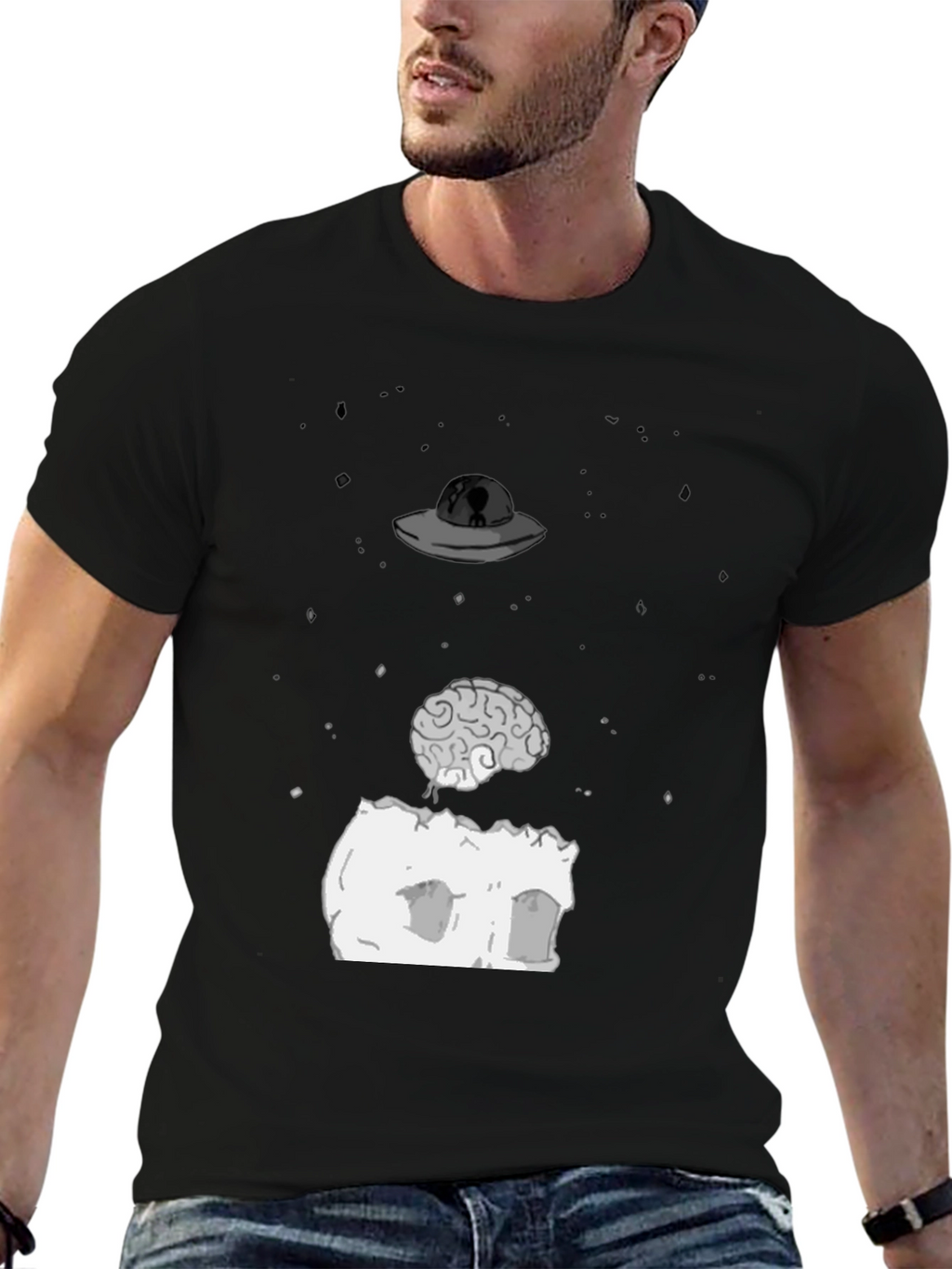 UFO Brain T-Shirt - Funny Alien Abduction Tee