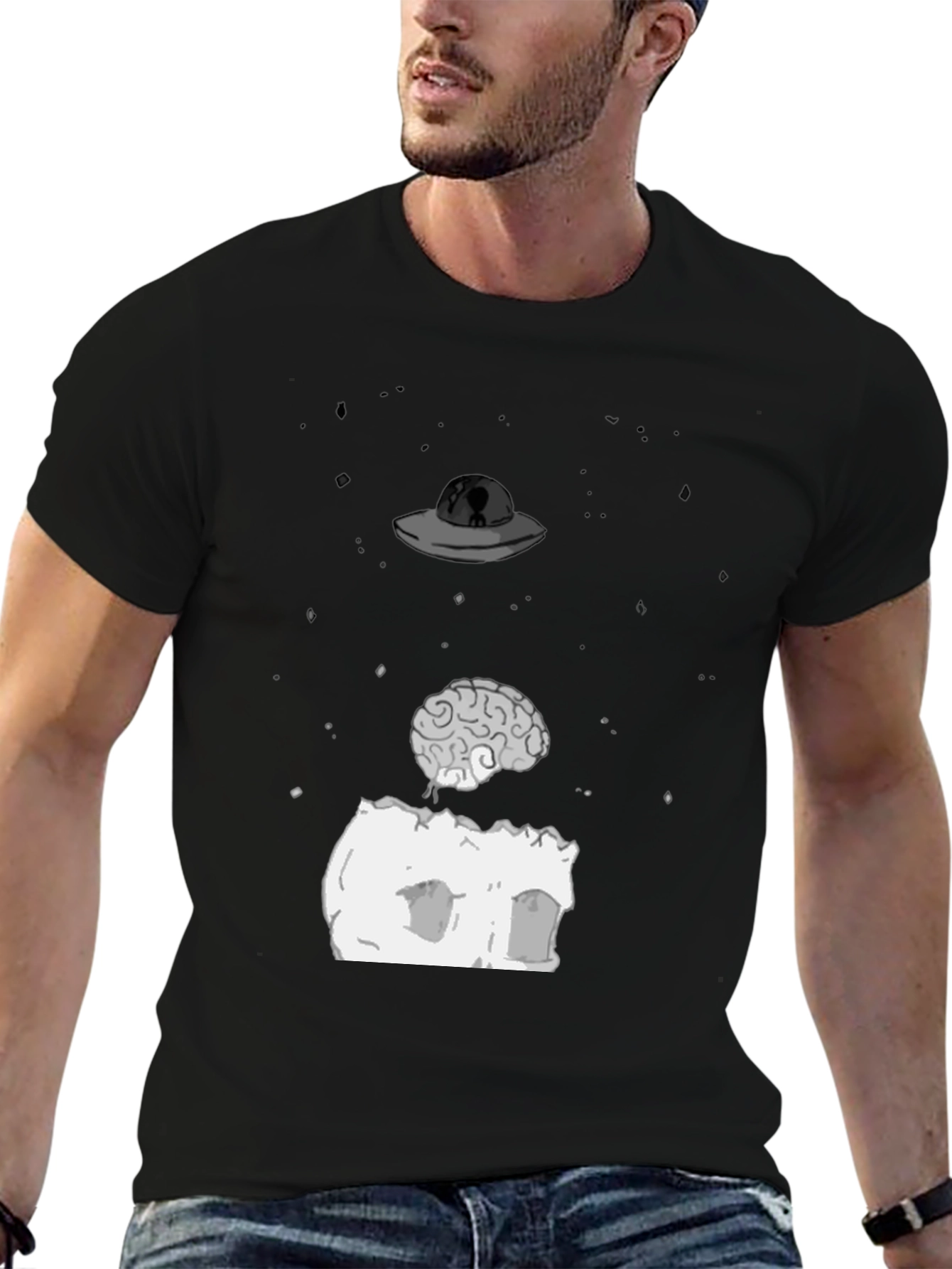 UFO Brain T-Shirt - Funny Alien Abduction Tee