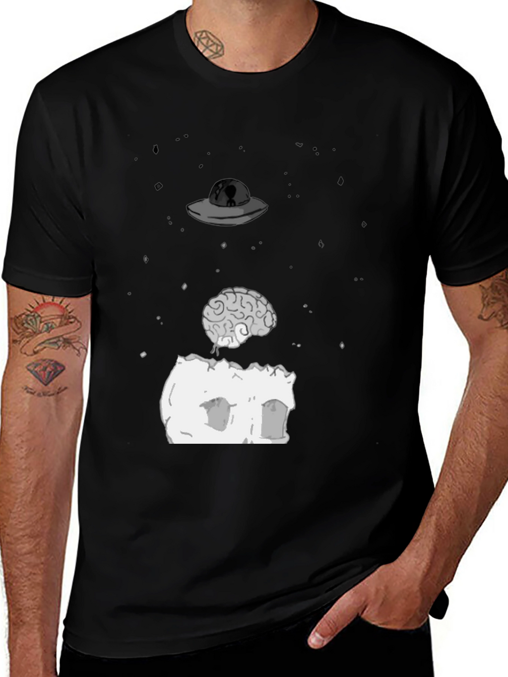 UFO Brain T-Shirt - Funny Alien Abduction Tee