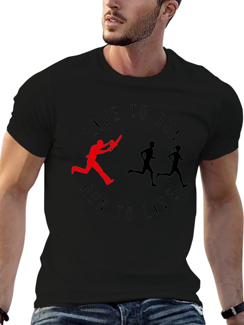 Live to Run Tee: Chainsaw Runner Graphic Print