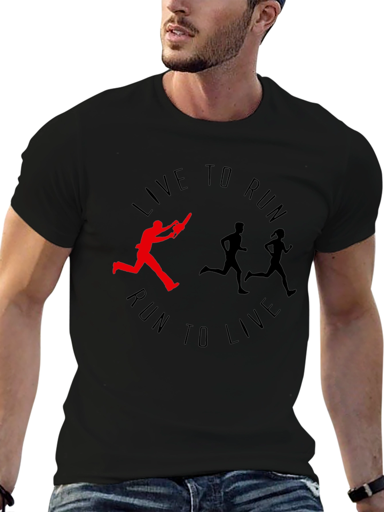 Live to Run Tee: Chainsaw Runner Graphic Print