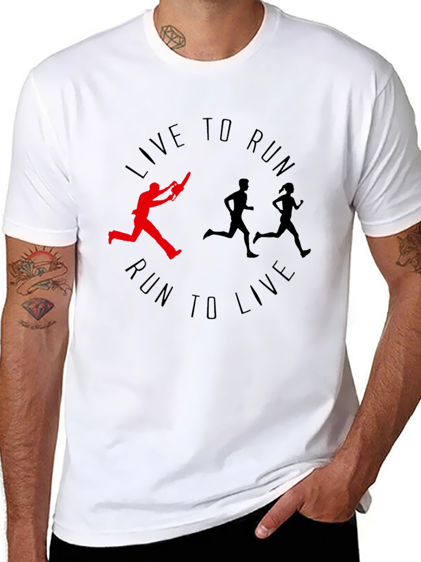 Live to Run Tee: Chainsaw Runner Graphic Print
