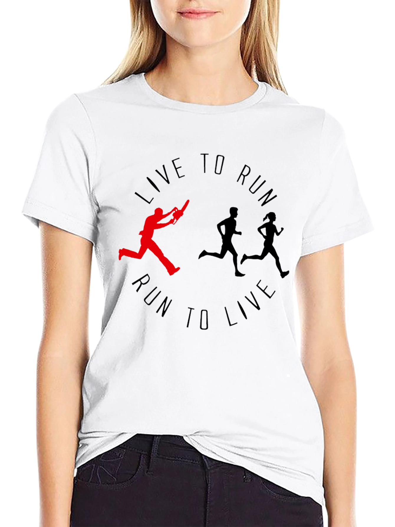 Live to Run Tee: Chainsaw Runner Graphic Print