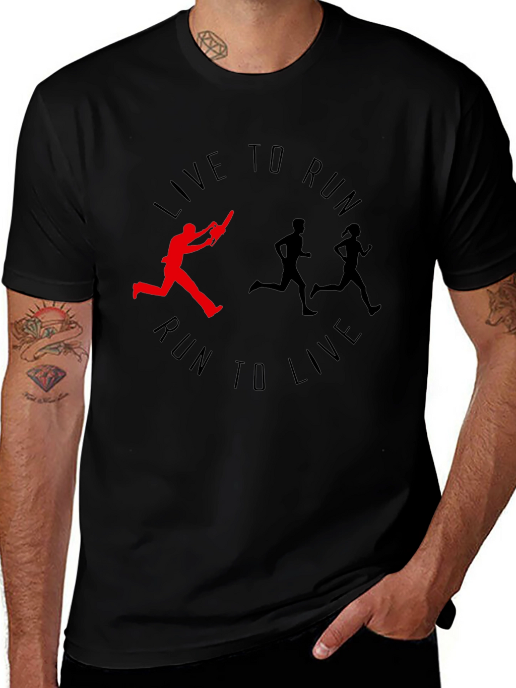 Live to Run Tee: Chainsaw Runner Graphic Print