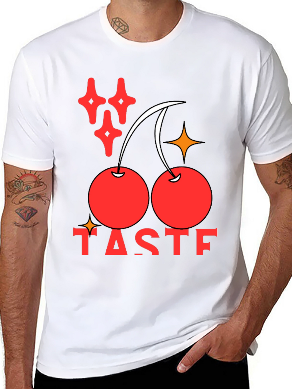 Taste Cherry Graphic Black T-Shirt