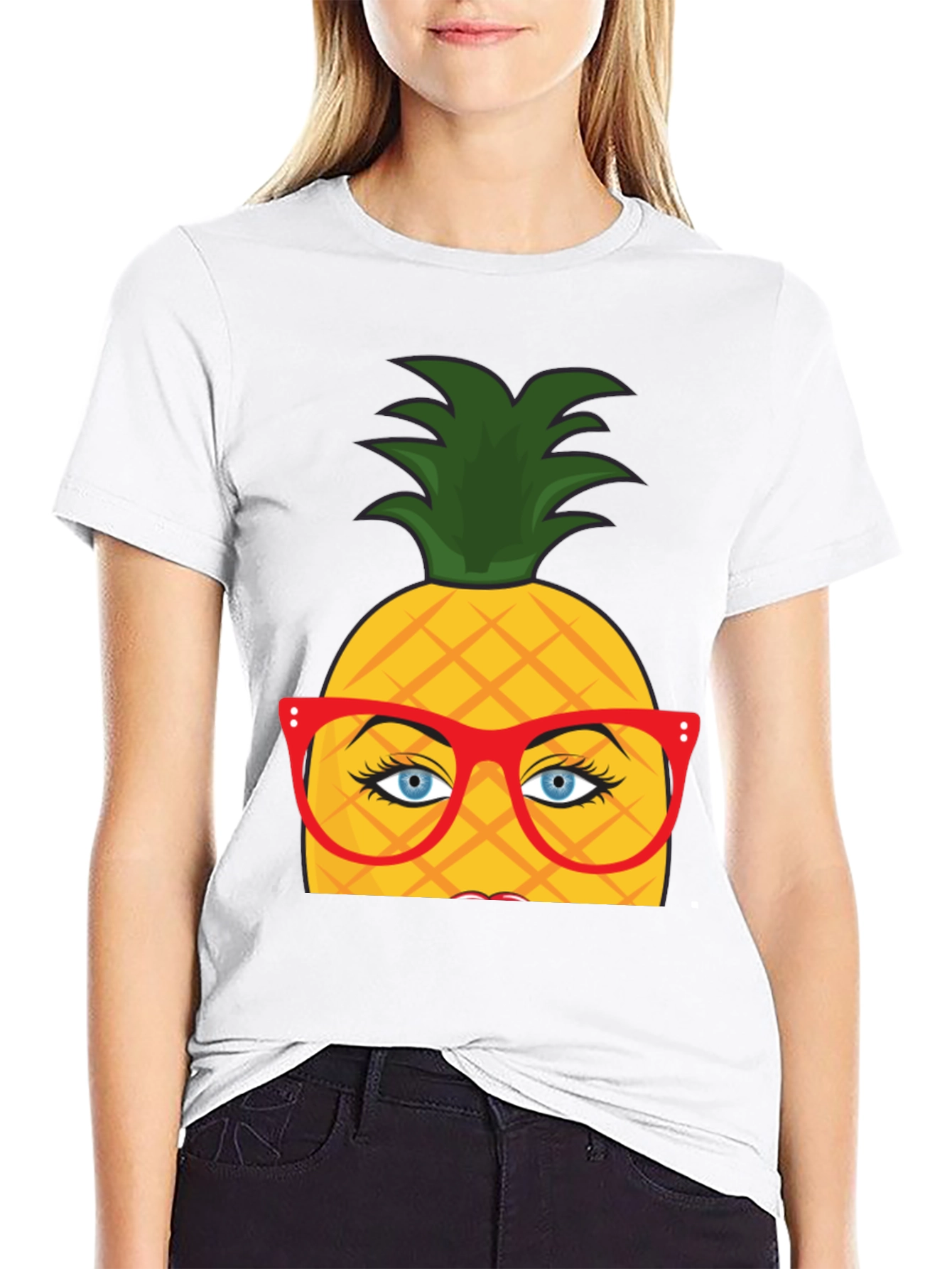 Funny Pineapple with Glasses Graphic T-Shirt
