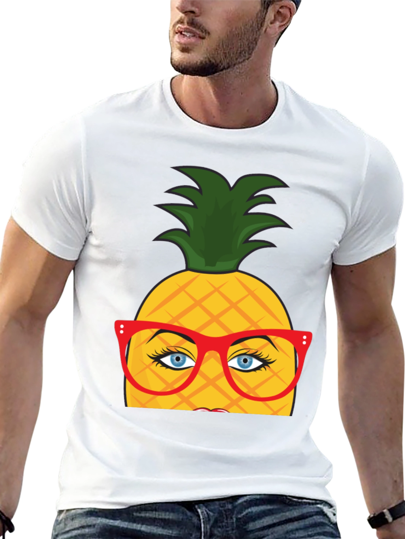 Funny Pineapple with Glasses Graphic T-Shirt