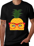 Funny Pineapple with Glasses Graphic T-Shirt