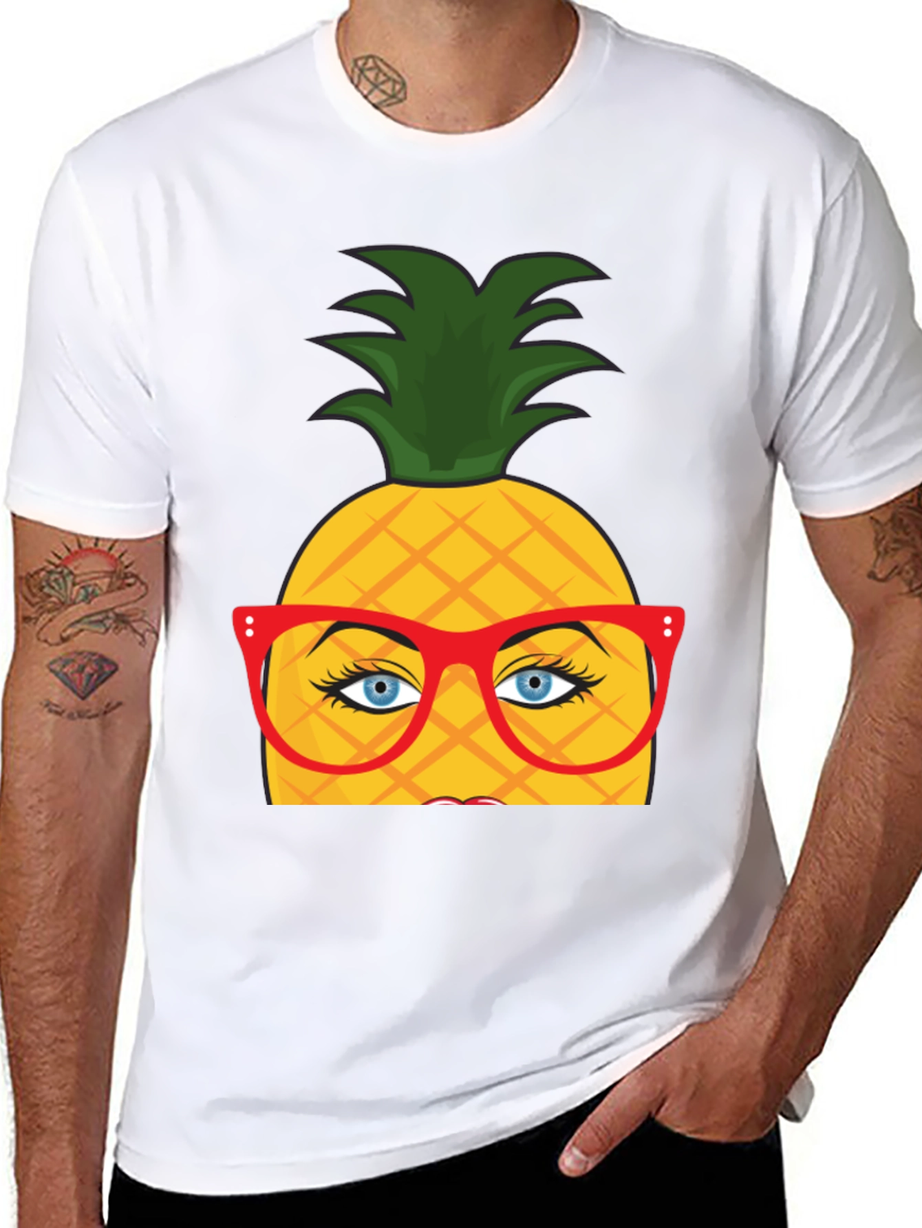 Funny Pineapple with Glasses Graphic T-Shirt
