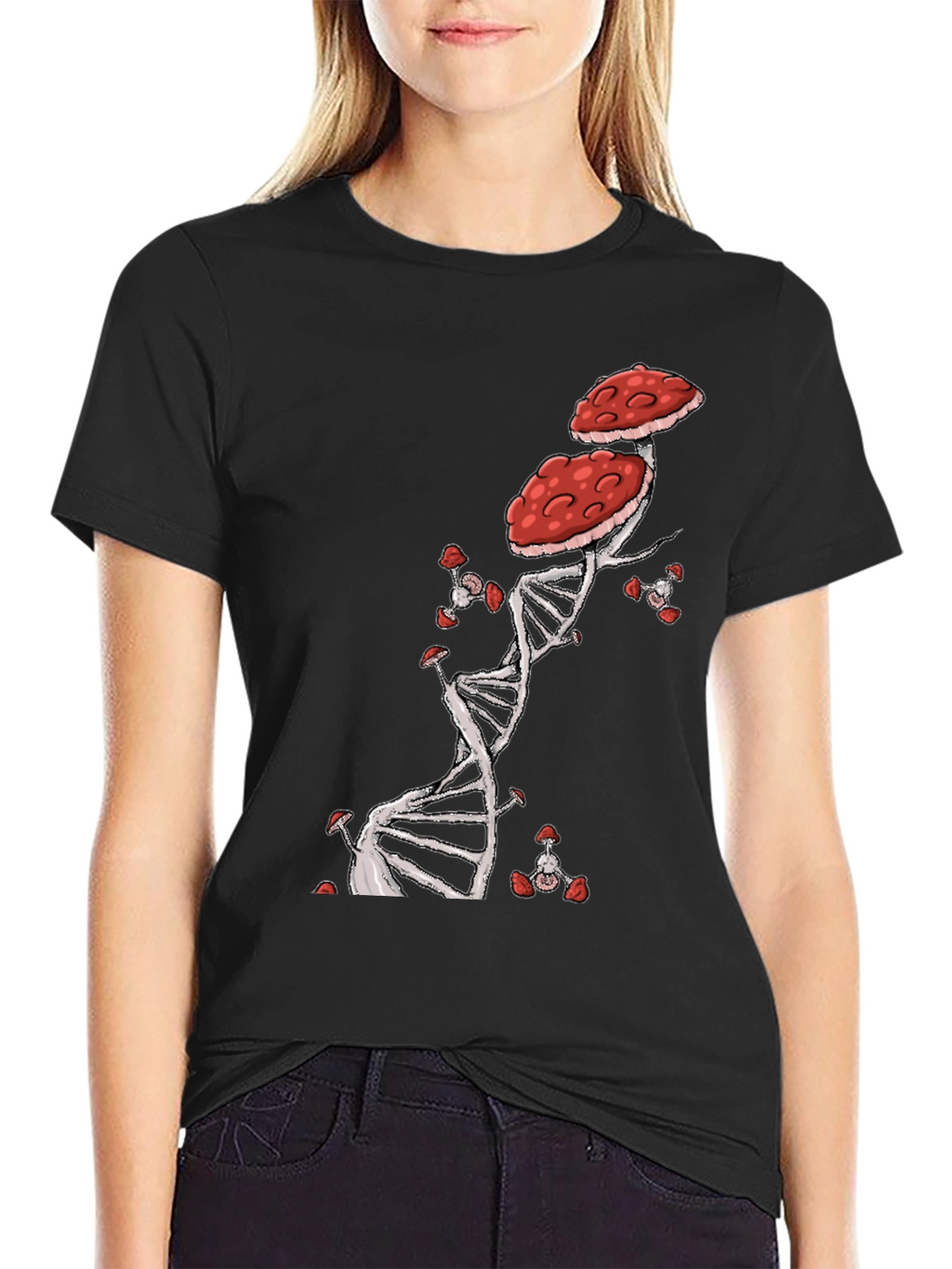 Mushroom DNA T-Shirt - Nature & Science Fusion