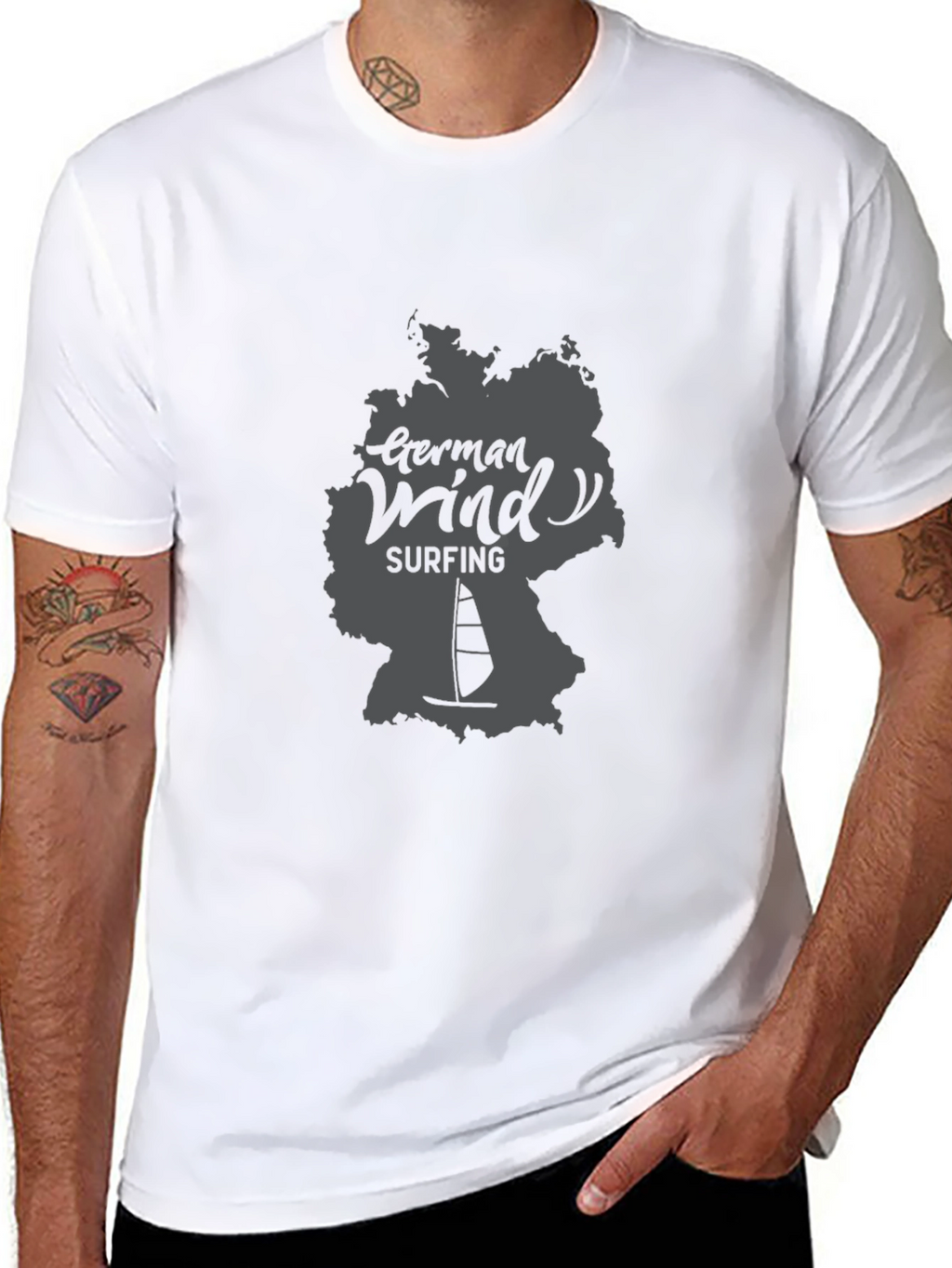German Wind Surfing Black T-Shirt