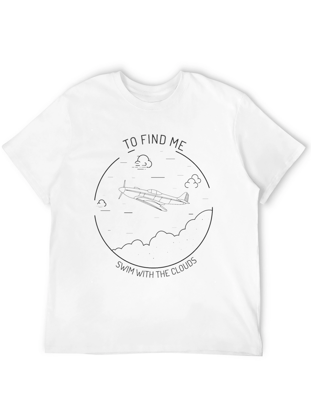 To Find Me Swim with Clouds Black Graphic Tee