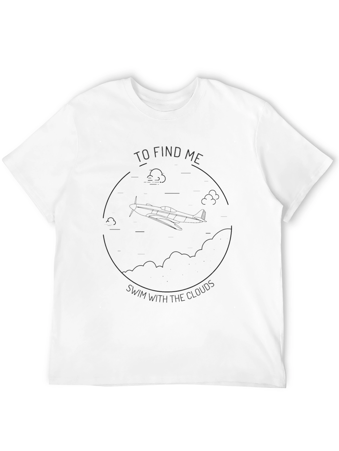 To Find Me Swim with Clouds Black Graphic Tee