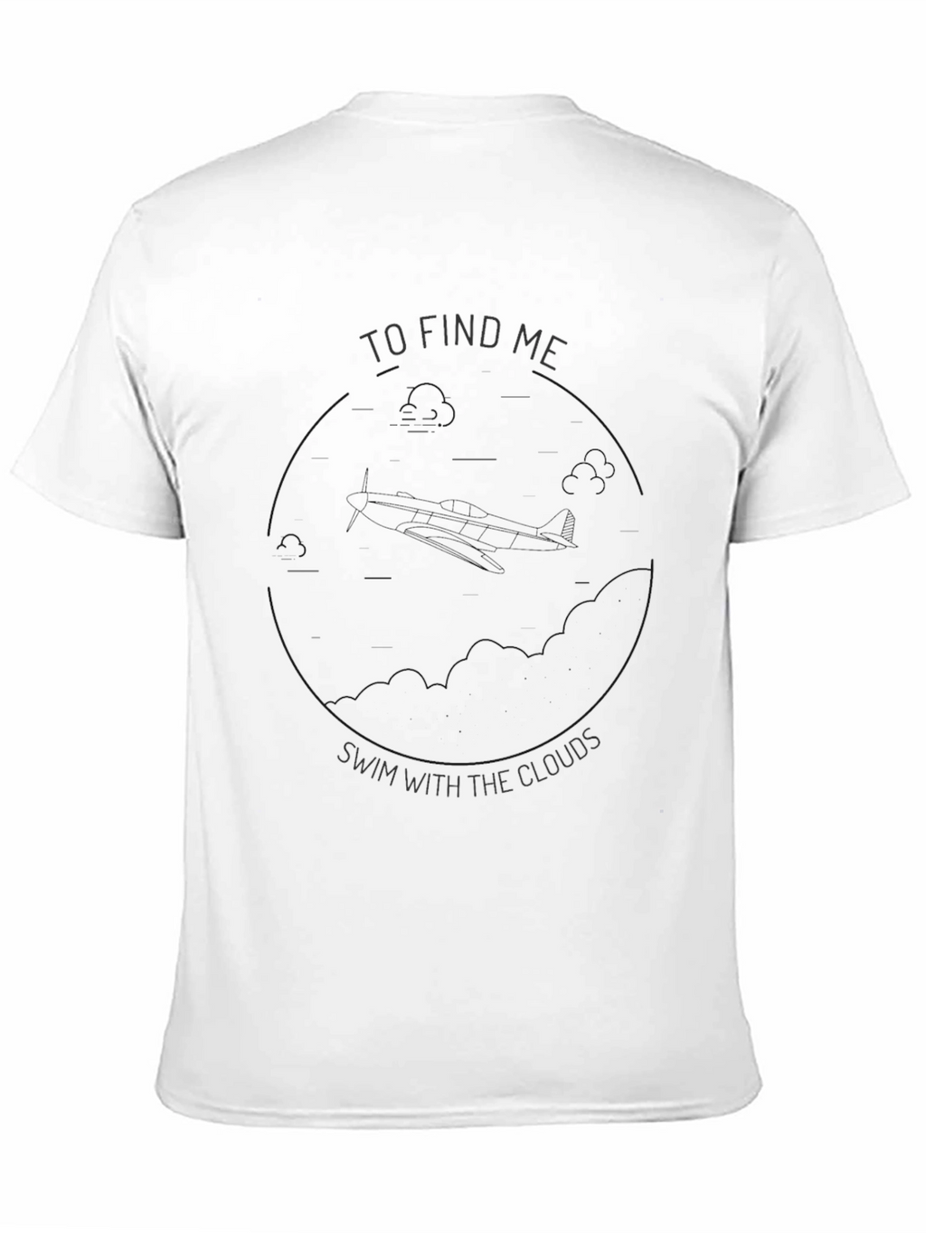 To Find Me Swim with Clouds Black Graphic Tee