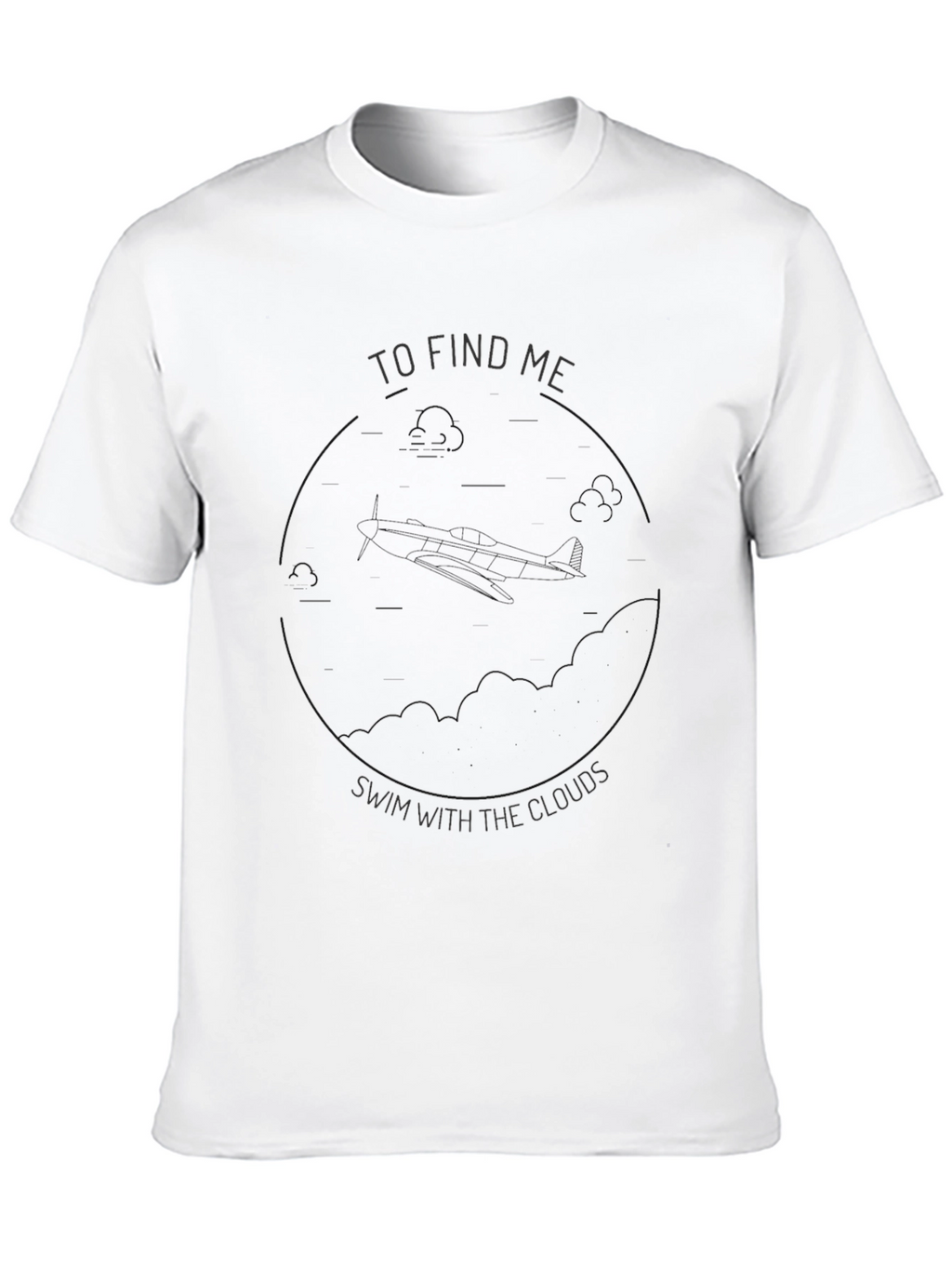 To Find Me Swim with Clouds Black Graphic Tee
