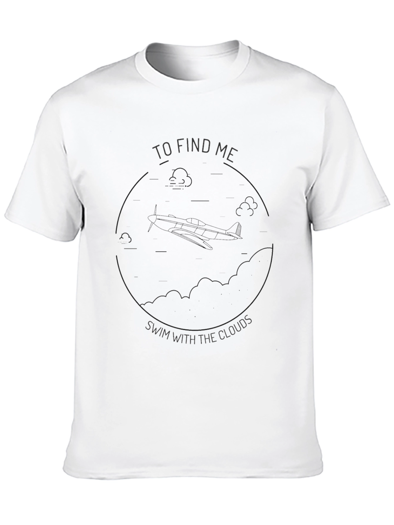 To Find Me Swim with Clouds Black Graphic Tee