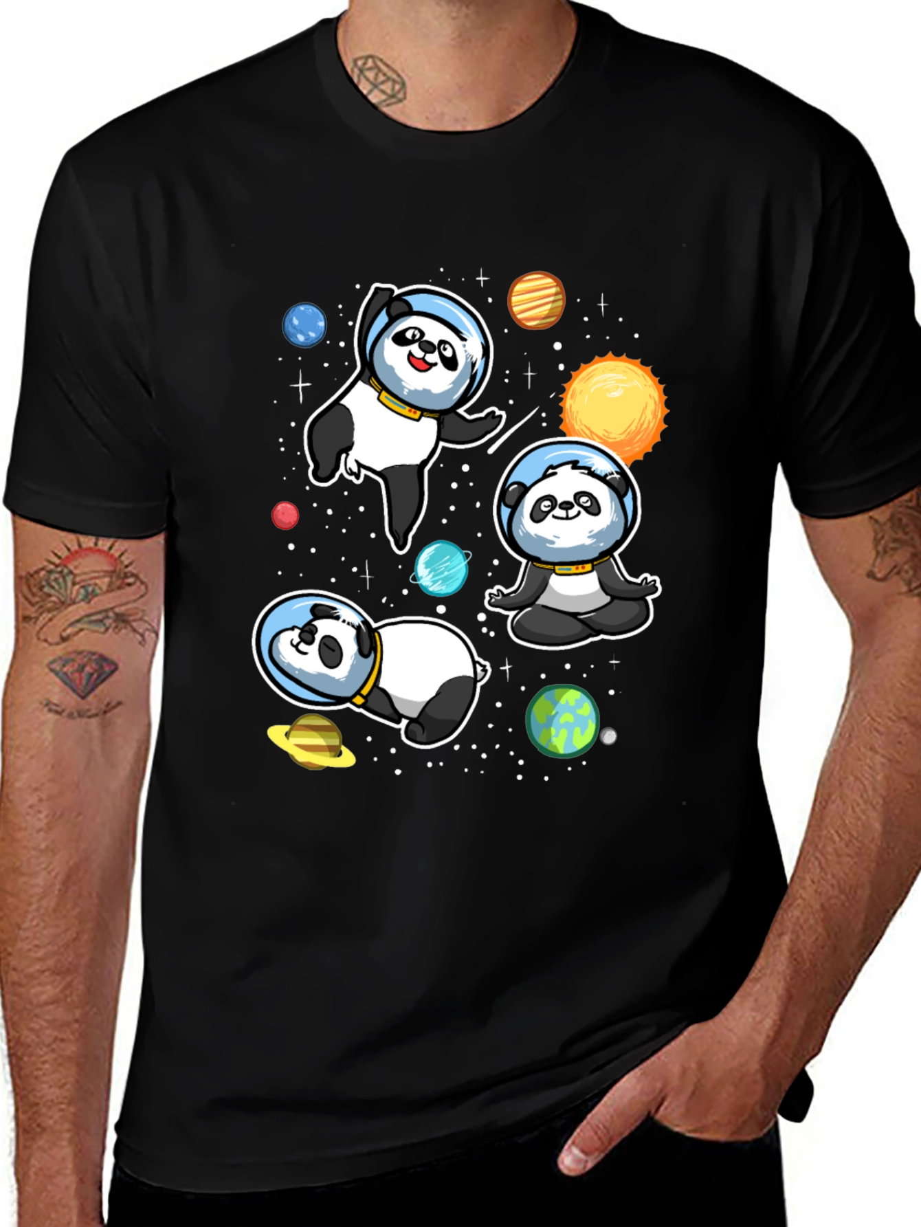 Space Panda T-Shirt - Galaxy Cute Astronaut Design