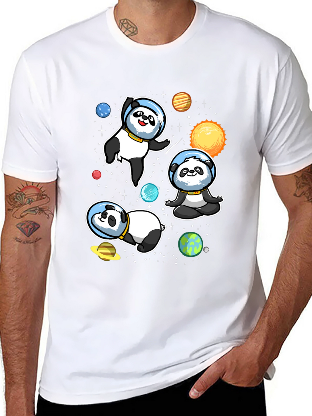 Space Panda T-Shirt - Galaxy Cute Astronaut Design