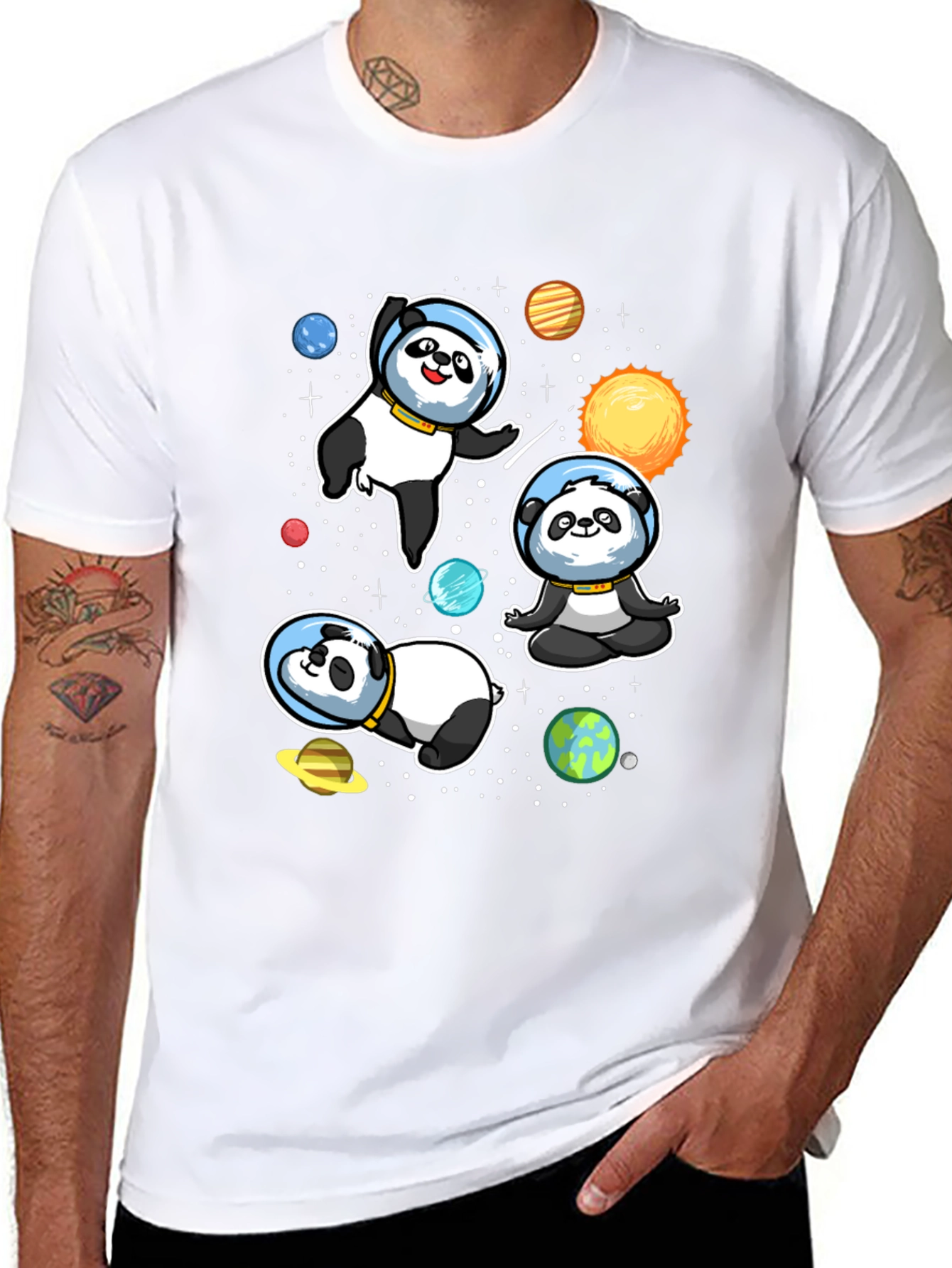 Space Panda T-Shirt - Galaxy Cute Astronaut Design
