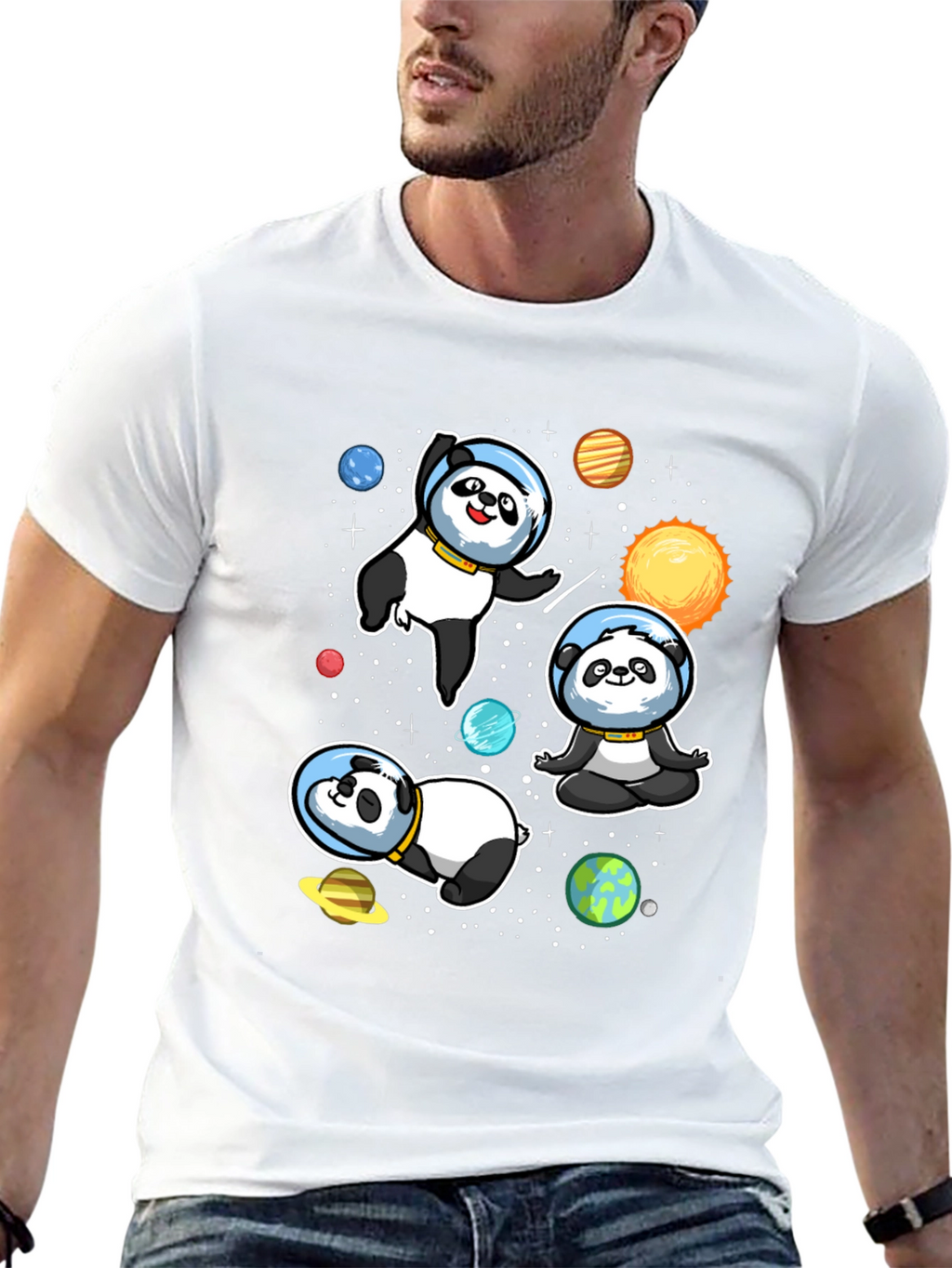 Space Panda T-Shirt - Galaxy Cute Astronaut Design