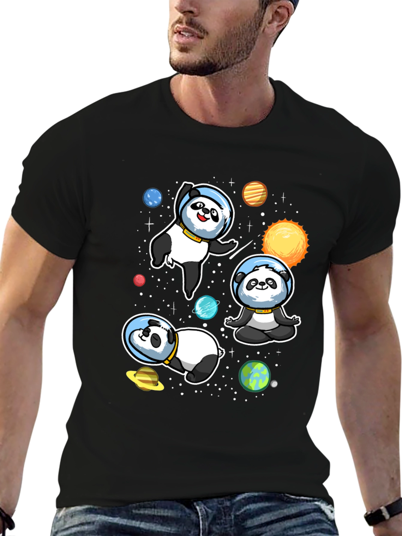 Space Panda T-Shirt - Galaxy Cute Astronaut Design