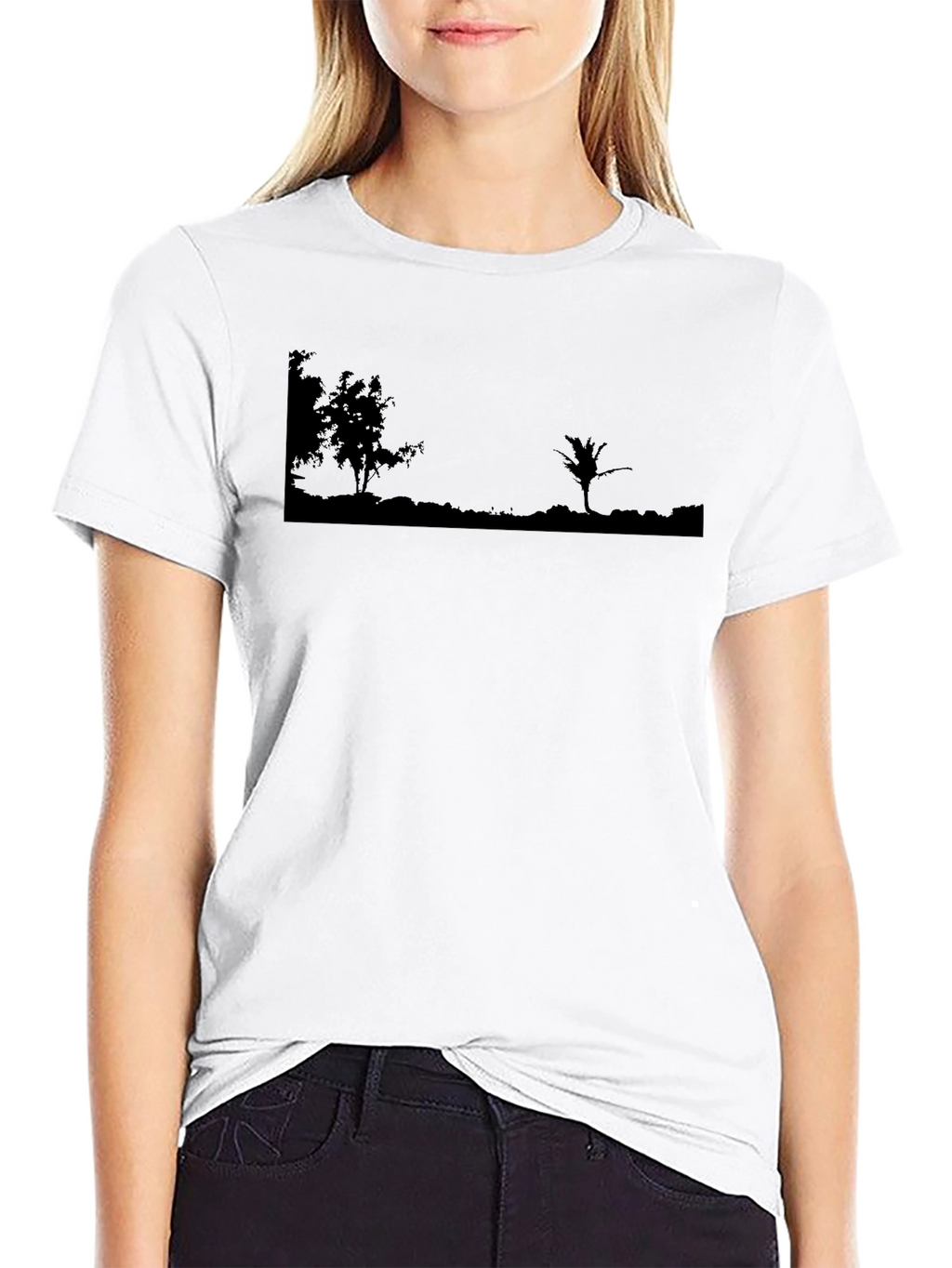Nature Scene Graphic Black T-Shirt
