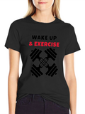 Wake Up & Exercise Black Graphic Tee