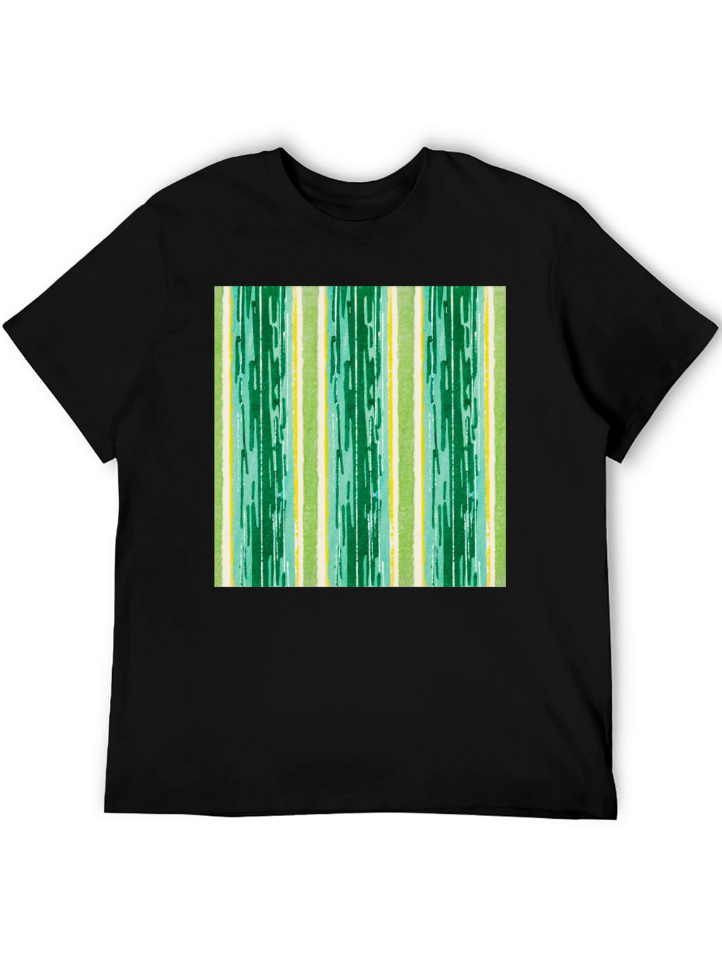 Striped Pattern Black Cotton Tee