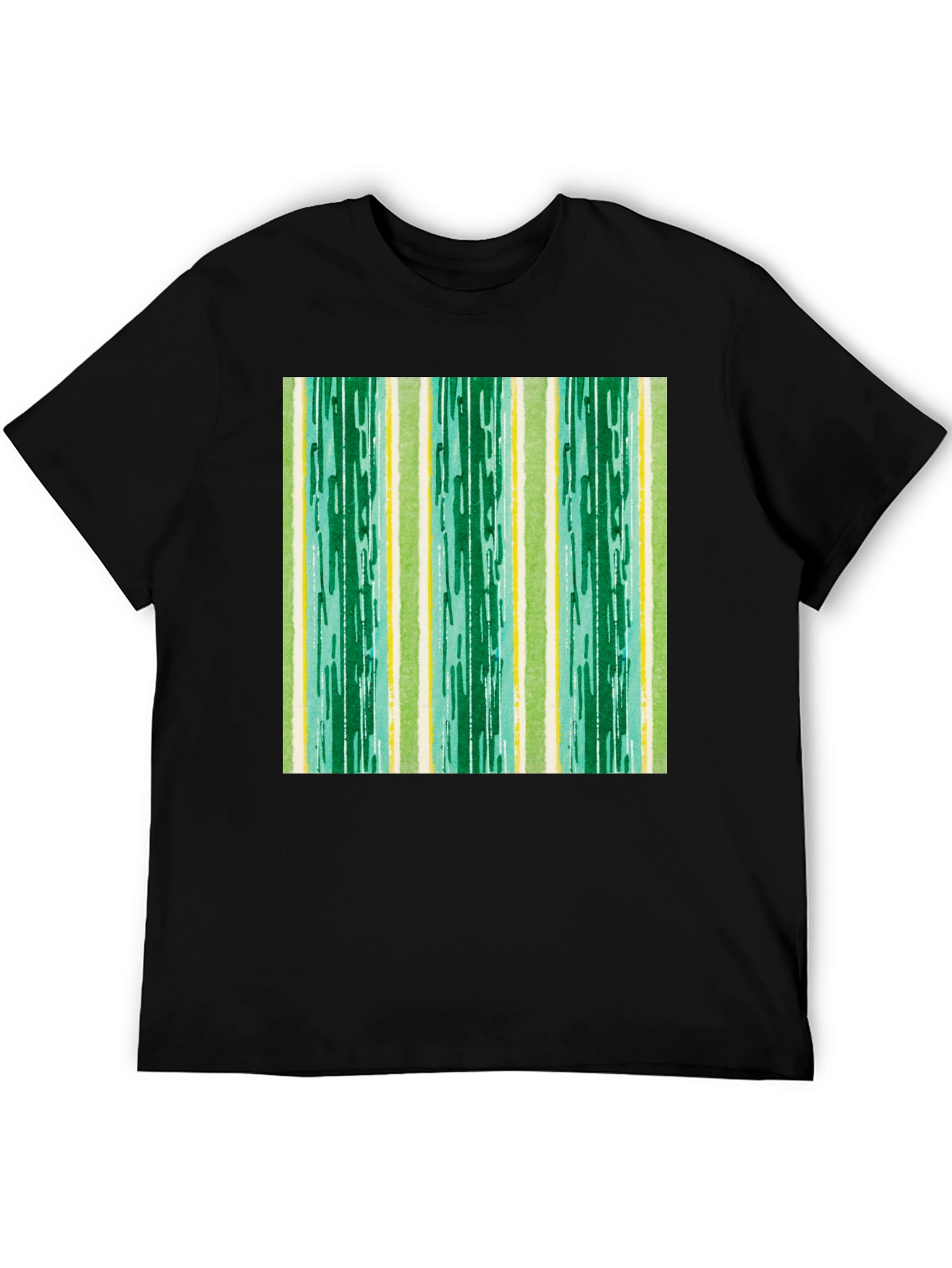 Striped Pattern Black Cotton Tee