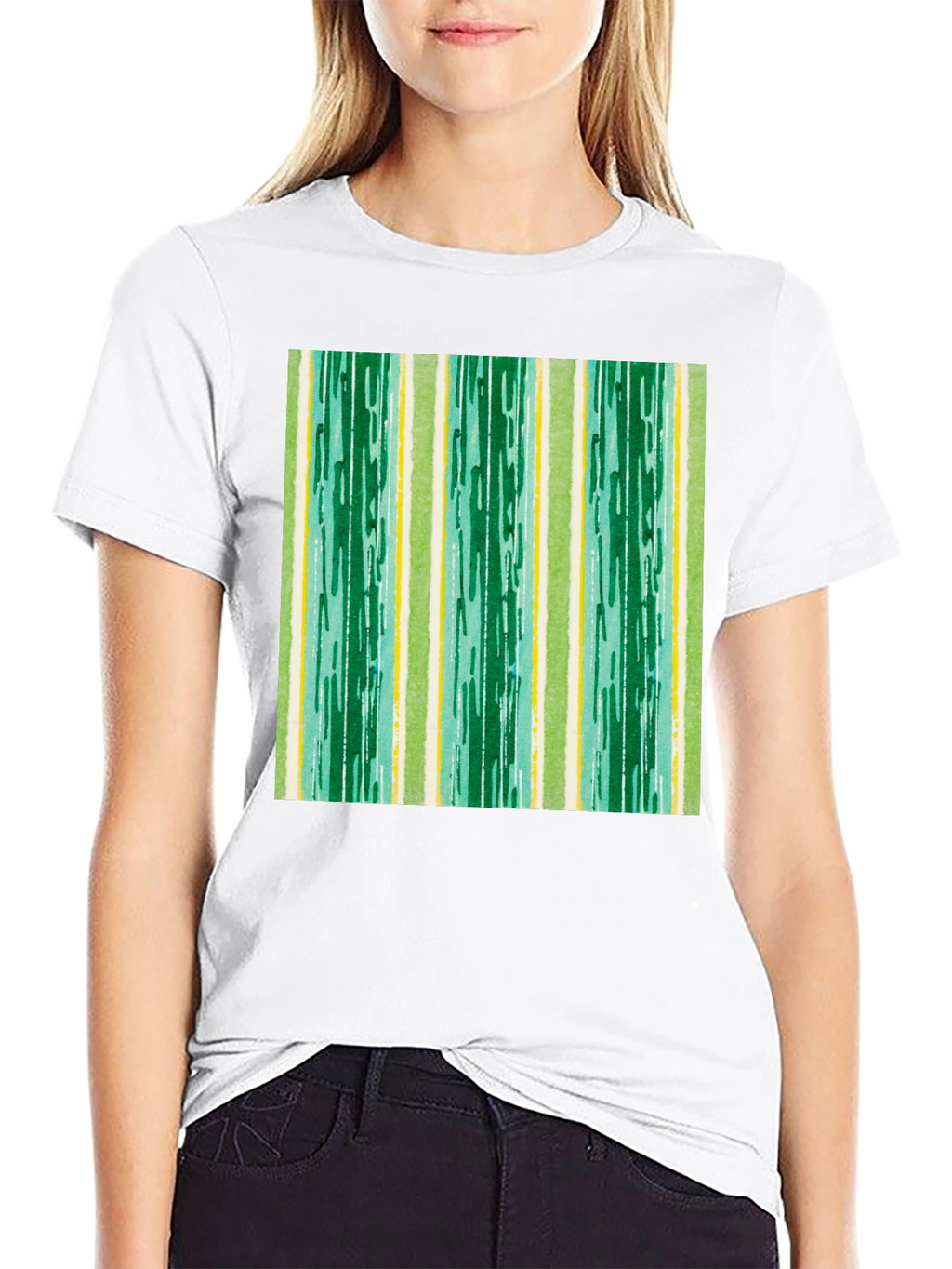 Striped Pattern Black Cotton Tee