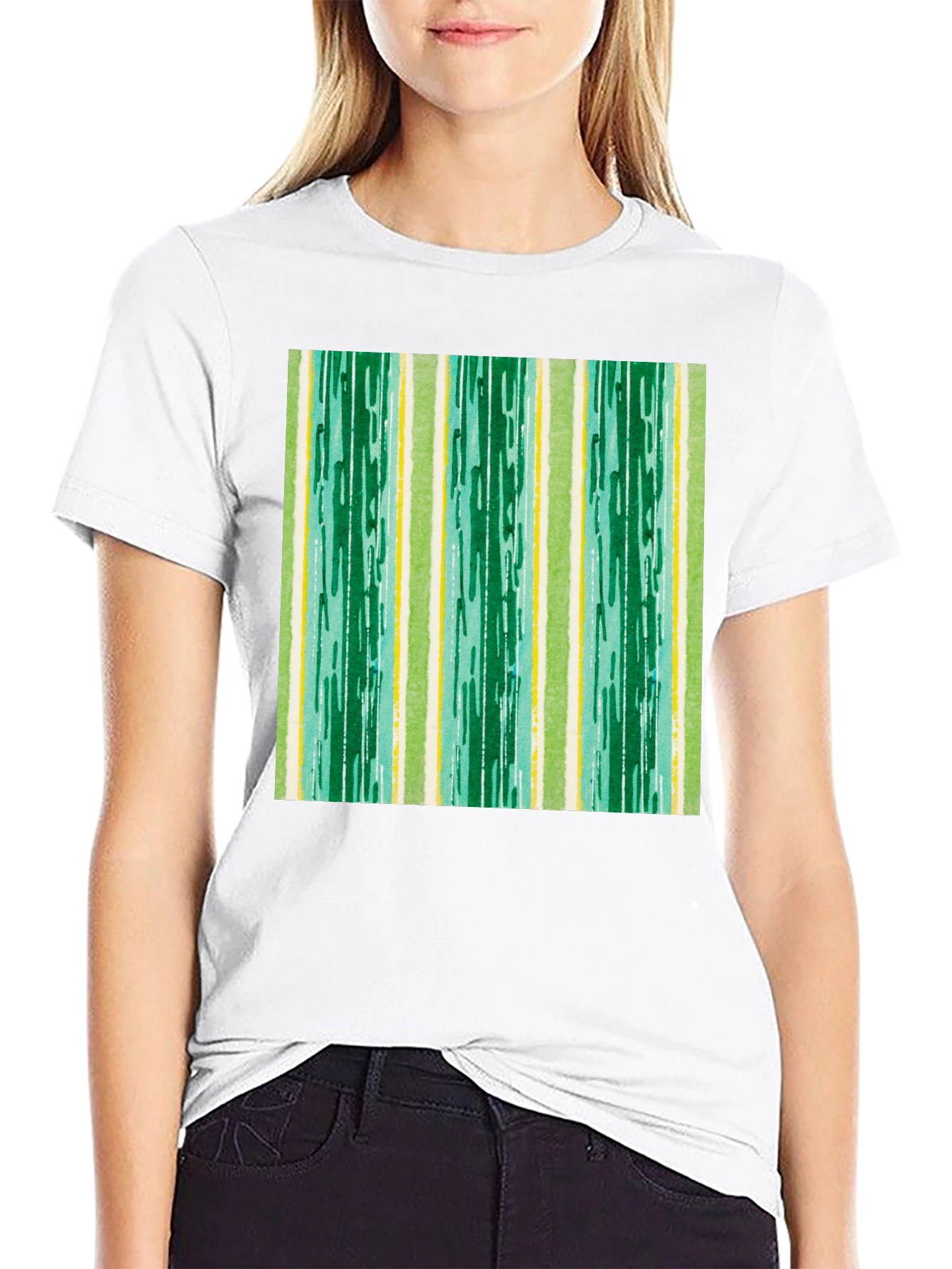 Striped Pattern Black Cotton Tee