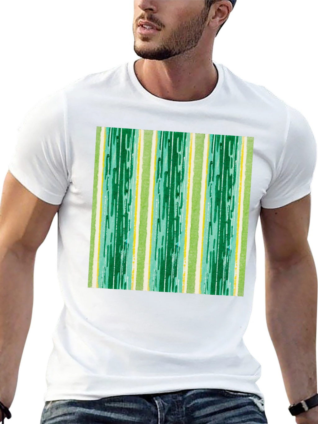 Striped Pattern Black Cotton Tee