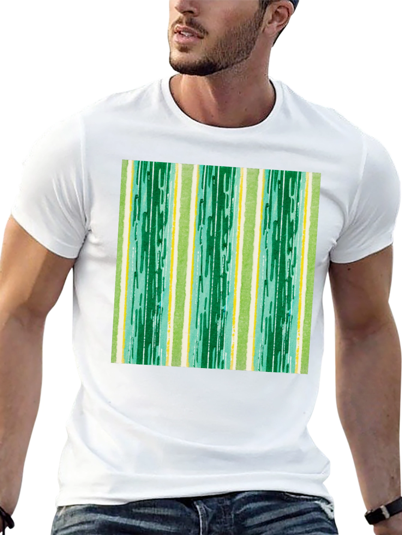 Striped Pattern Black Cotton Tee