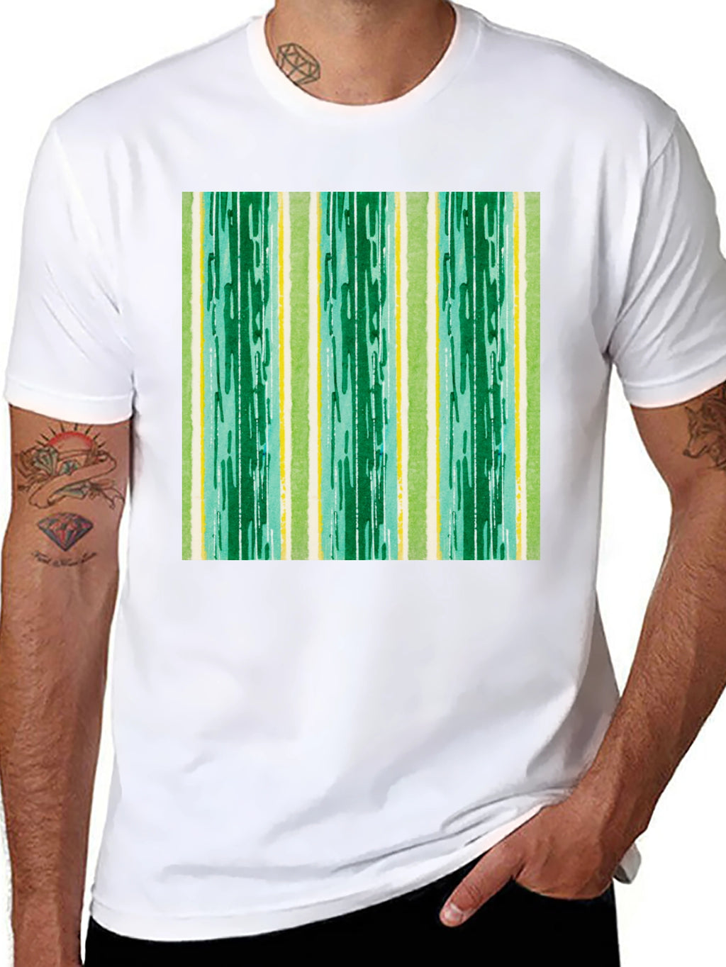 Striped Pattern Black Cotton Tee