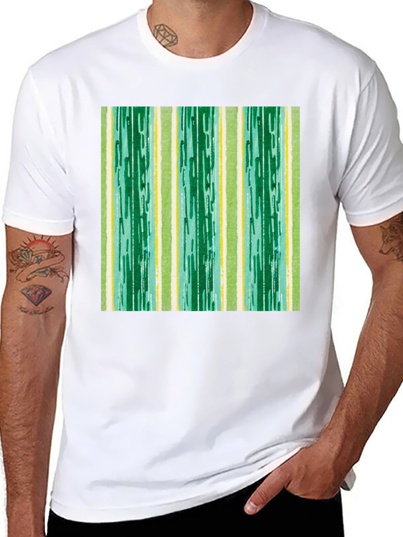 Striped Pattern Black Cotton Tee
