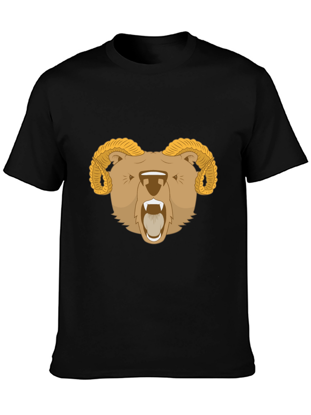 Ram Bear Graphic Tee - Black Animal T-Shirt