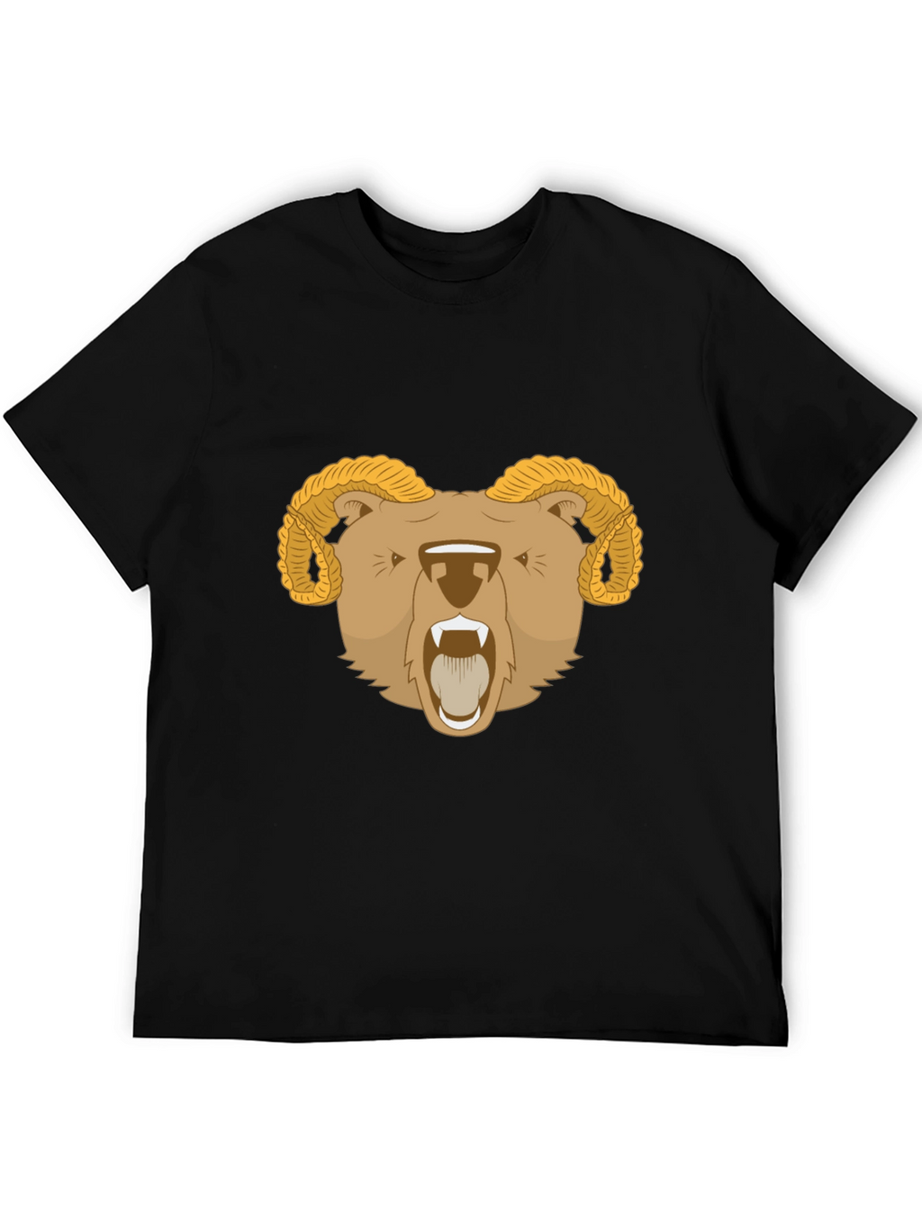 Ram Bear Graphic Tee - Black Animal T-Shirt