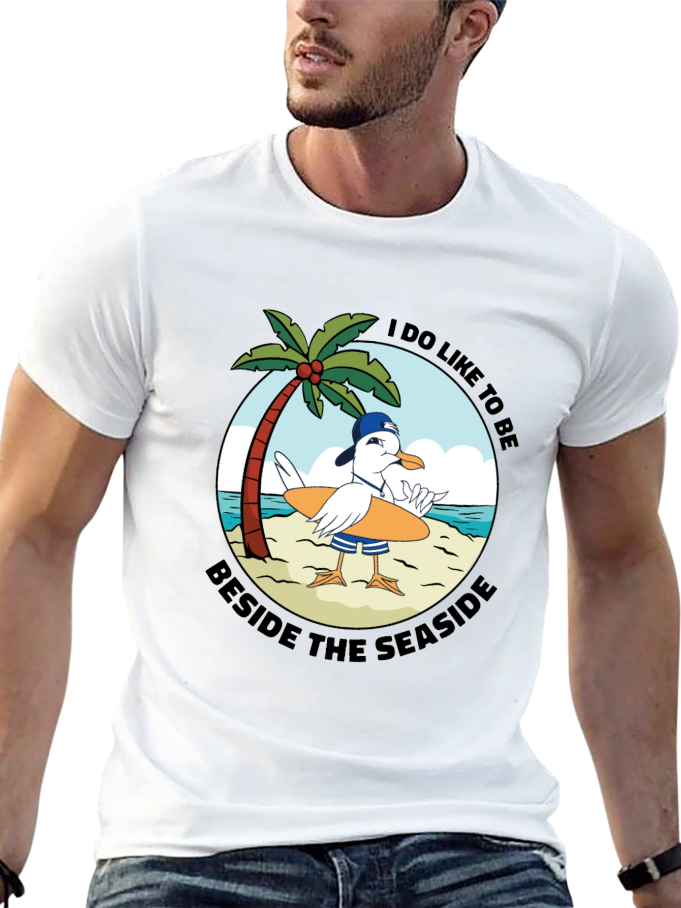 Seaside Seagull Graphic Tee - Relaxed Beach Vibes